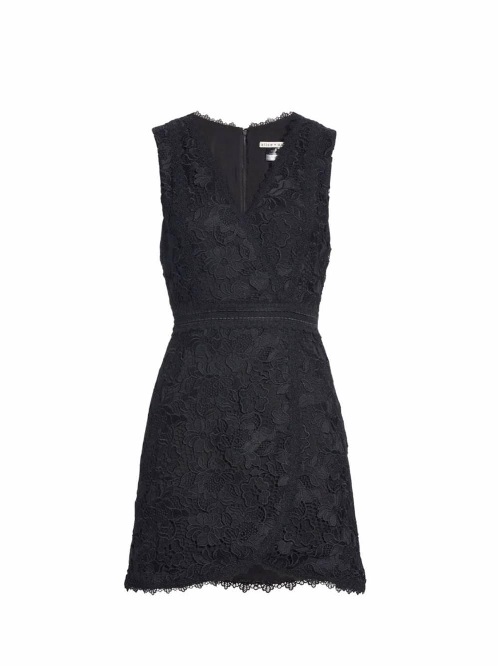 Alice + Olivia Black Floral Lace Mini Dress